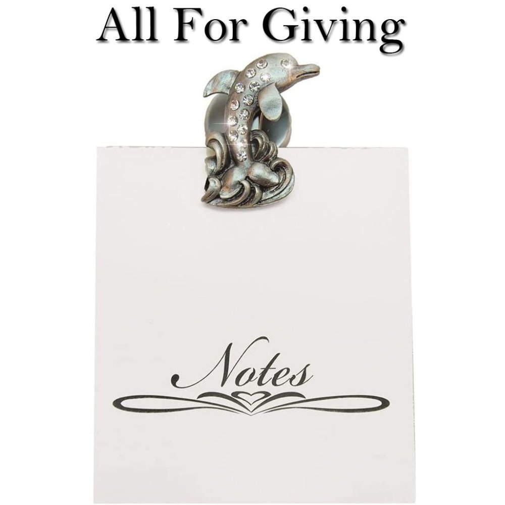 Dolphin Memo Note Pad Magnetic Clip Czech Stones NWT All For Giving